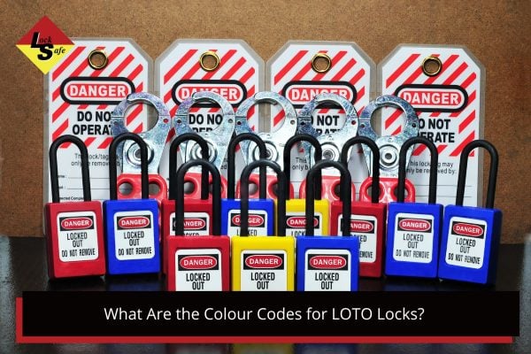 Multiple LOTO safety padlocks, hasps, and danger tags displayed together, representing the lockout tagout system for hazardous energy control.