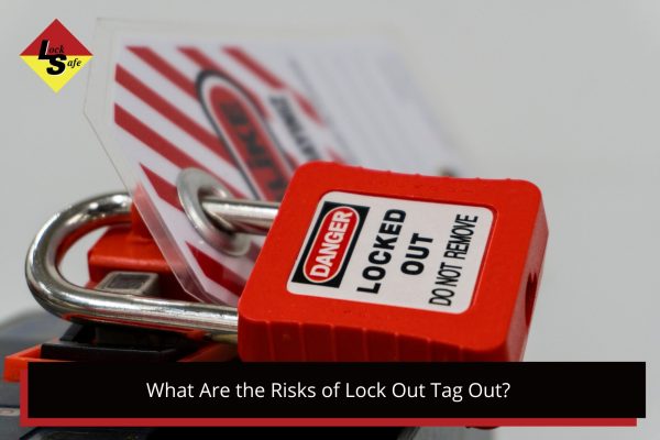 What Are the Risks of Lock Out Tag Out Close-up of a red lockout tagout (LOTO) padlock with a 'Danger: Locked Out, Do Not Remove' warning label, ensuring workplace safety compliance.